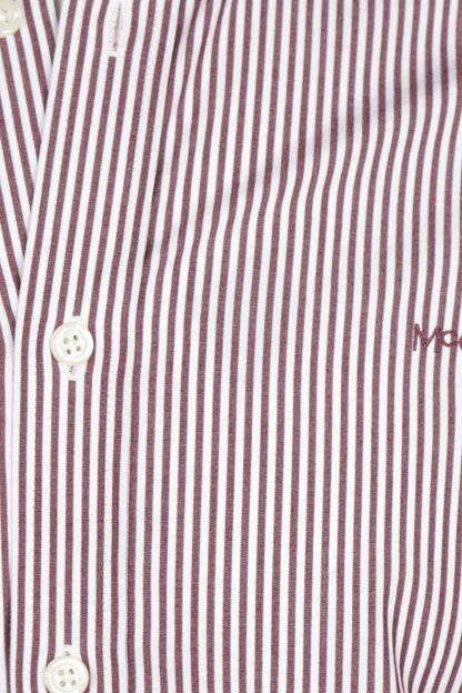 McGregor Regular Fit Peached Poplin Stripe Shirt Burgundy