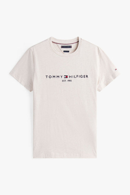 Tommy Hilfiger 11797 Slim Fit Logo T-Shirt Heathered Oatmilk