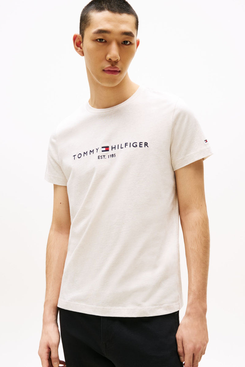 Tommy Hilfiger 11797 Slim Fit Logo T-Shirt Heathered Oatmilk