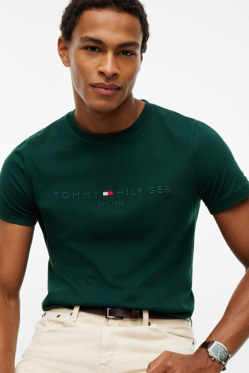 Tommy Hilfiger 11797 Slim Fit Logo T-Shirt Nocturnal Green