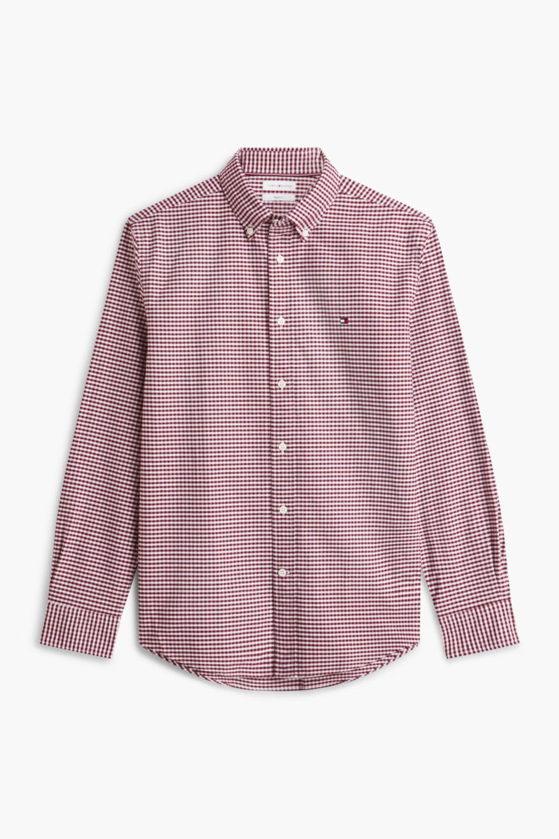 Tommy Hilfiger 36395 Regular Fit Heritage Gingham Oxford Shirt Burgundy Check