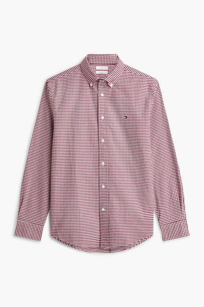 Tommy Hilfiger 36395 Regular Fit Heritage Gingham Oxford Shirt Burgundy Check