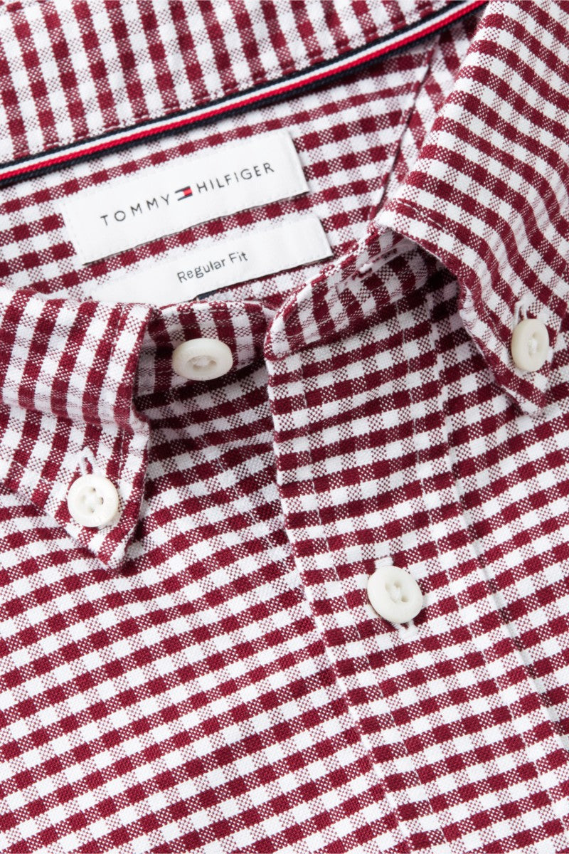 Tommy Hilfiger 36395 Regular Fit Heritage Gingham Oxford Shirt Burgundy Check
