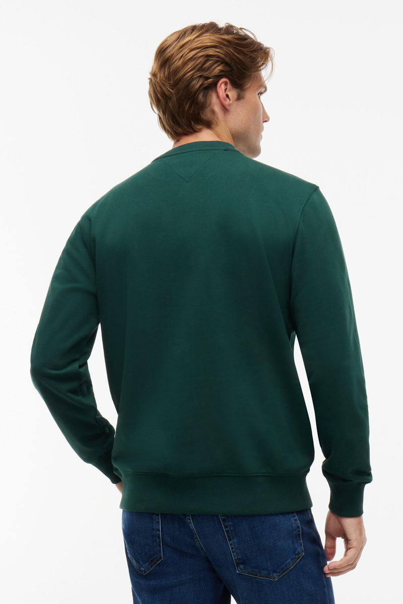 Tommy Hilfiger 37237 Regular Fit Essential Terry Crew Neck Sweatshirt Nocturnal Green