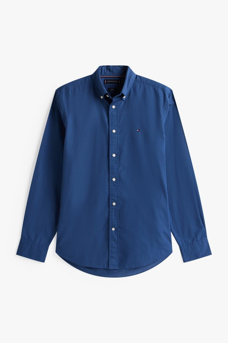 Hilfiger Flex Poplin Solid Shirt Aw26 - AGEAN SEA - ANNA CHECK