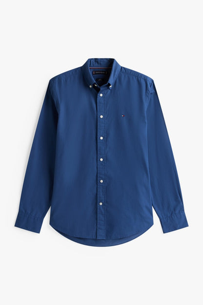 Hilfiger Flex Poplin Solid Shirt Aw26 - AGEAN SEA - ANNA CHECK