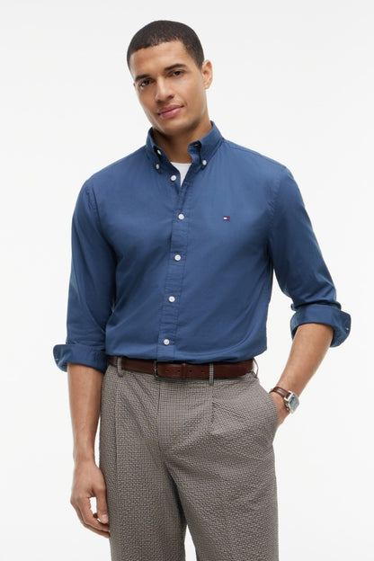 Hilfiger Flex Poplin Solid Shirt Aw26 - AGEAN SEA - ANNA CHECK