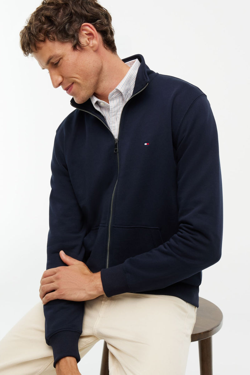 Tommy Hilfiger 38084 Essential Terry Zip Through Sweatshirt Navy Blue