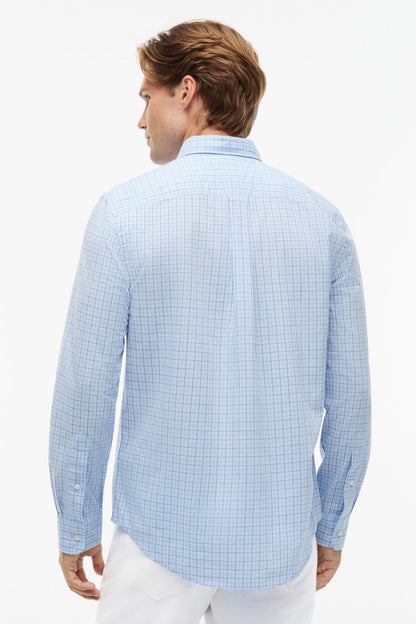 Tommy Hilfiger 41400 Regular Fit Flex Tattersall Poplin Shirt Sweet Blue