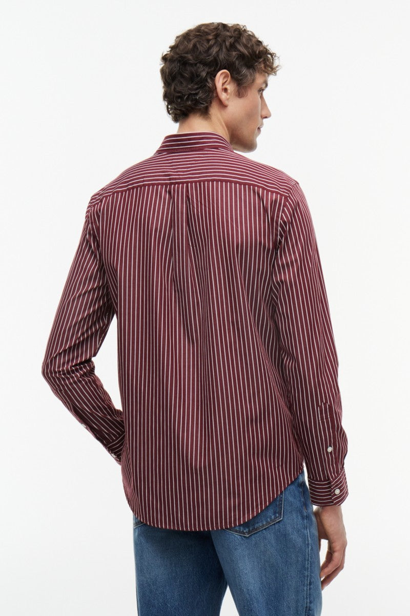 Tommy Hilfiger 44571 Regular Fit Flex Hairline Stripe Poplin Shirt Deep Rouge — view 4