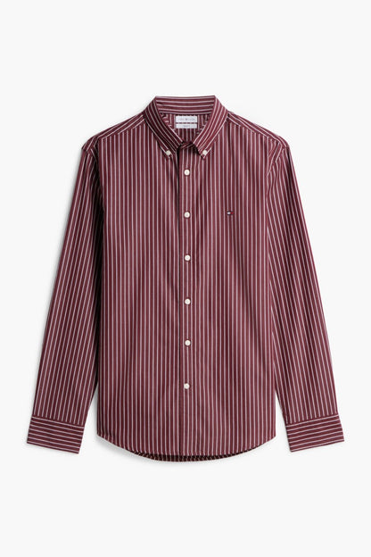 Tommy Hilfiger 44571 Regular Fit Flex Hairline Stripe Poplin Shirt Deep Rouge — view 5