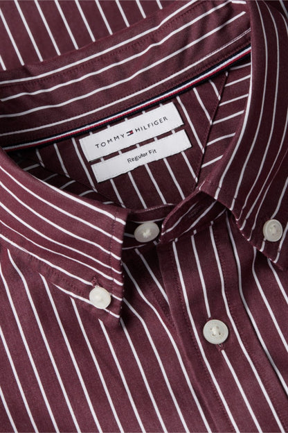 Tommy Hilfiger 44571 Regular Fit Flex Hairline Stripe Poplin Shirt Deep Rouge — view 6