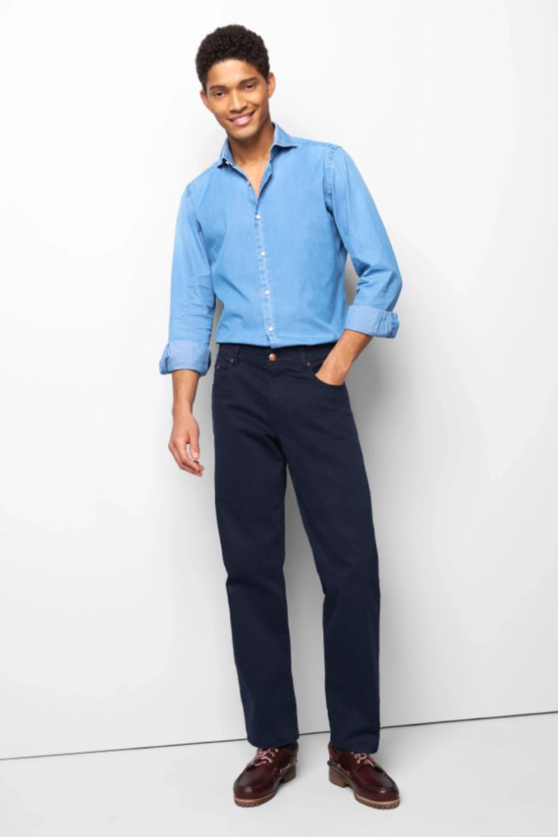 Meyer 9-6001 Five Pocket Regular Fit Cotton Trousers Navy