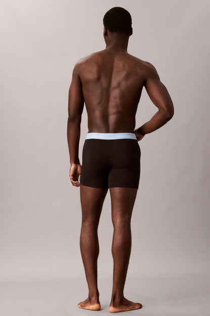 Calvin Klein 43944 Cotton Stretch Boxer Brief 3 Pack Black with Red, Blue and Grey Waistbands