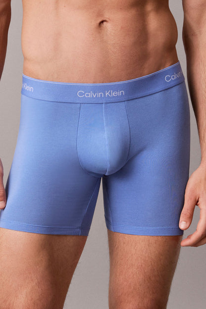 Calvin Klein 43944 Cotton Stretch Boxer Brief 3 Pack Black, Blue and Light Blue