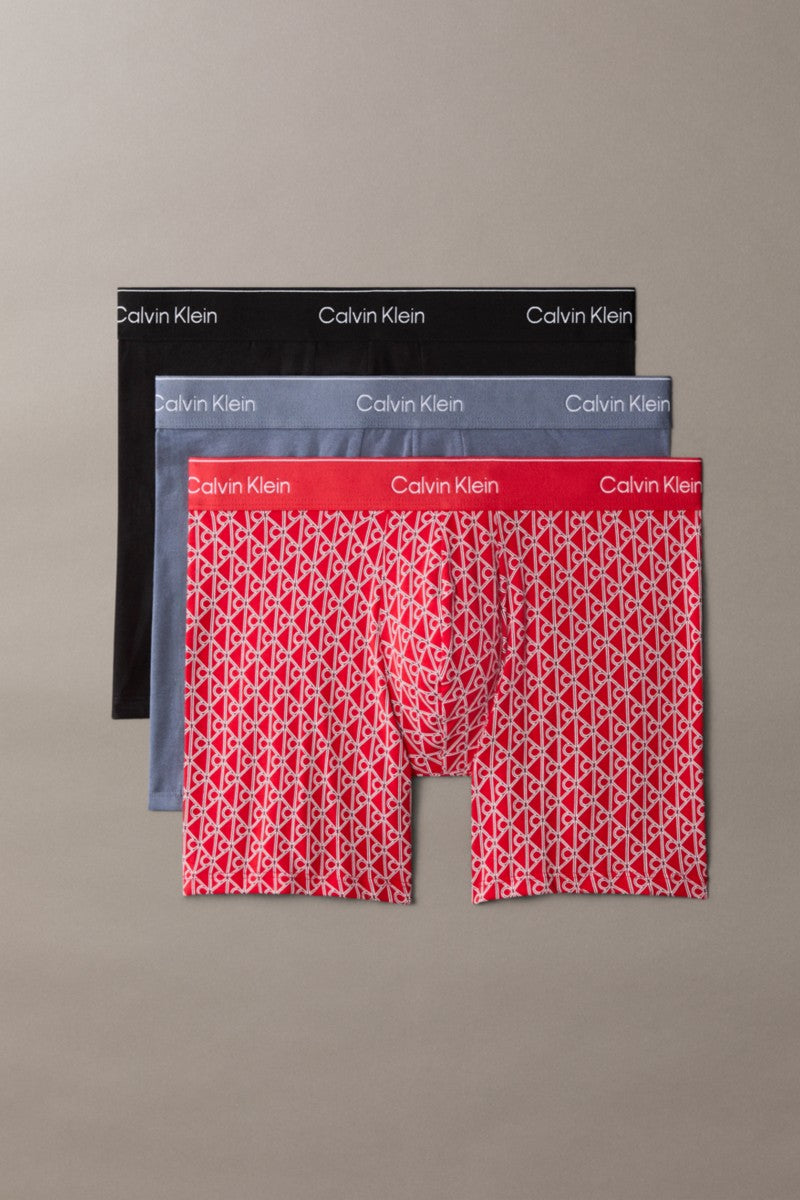 Calvin Klein 4567 Boxer Brief 3 Pack Black, Grey and Red Print