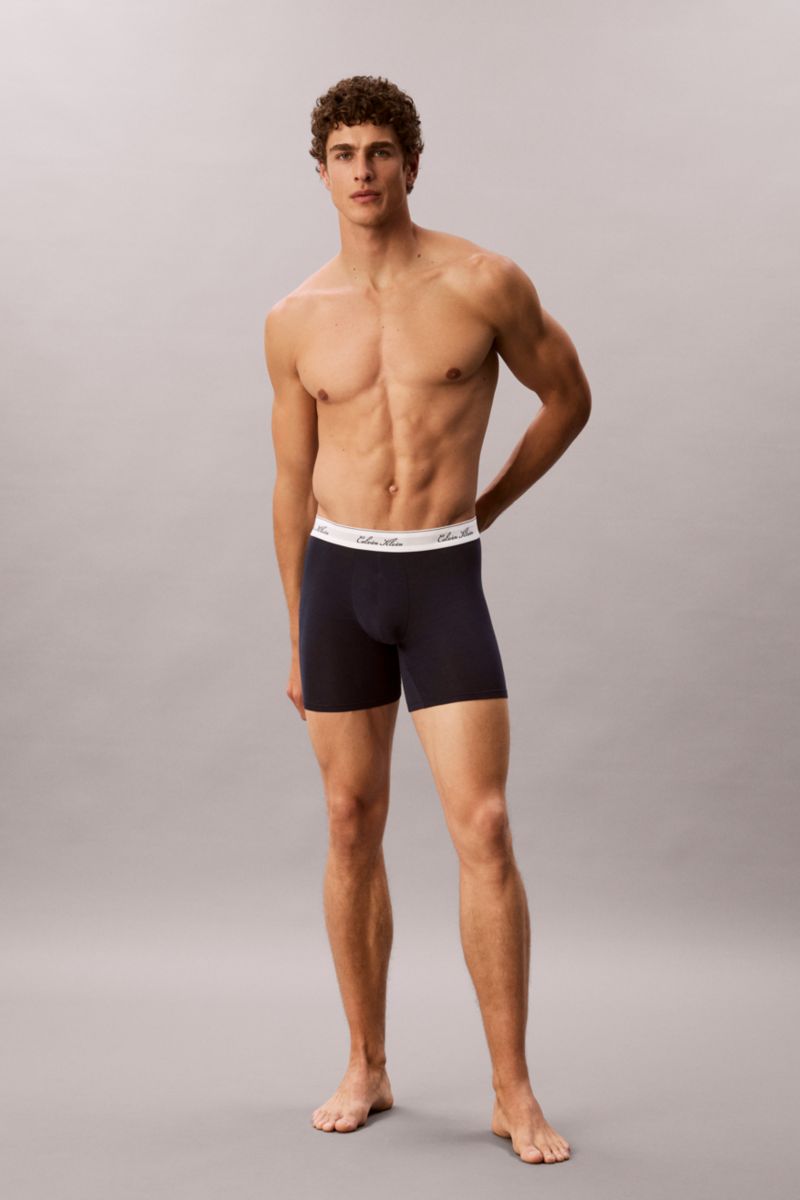 Calvin Klein 46084 Cotton Stretch Boxer Brief 3 Pack Black, Grey and Navy