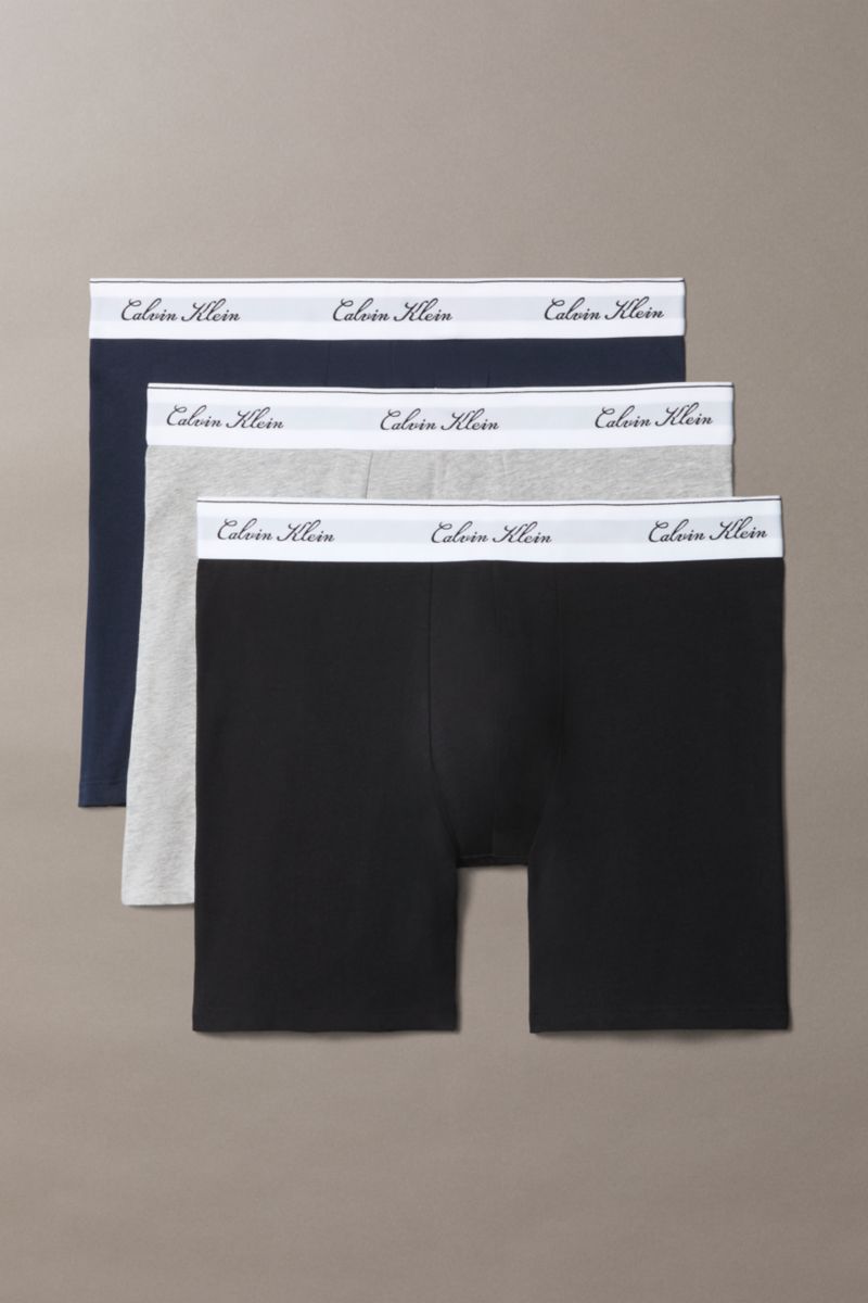 Calvin Klein 46084 Cotton Stretch Boxer Brief 3 Pack Black, Grey and Navy