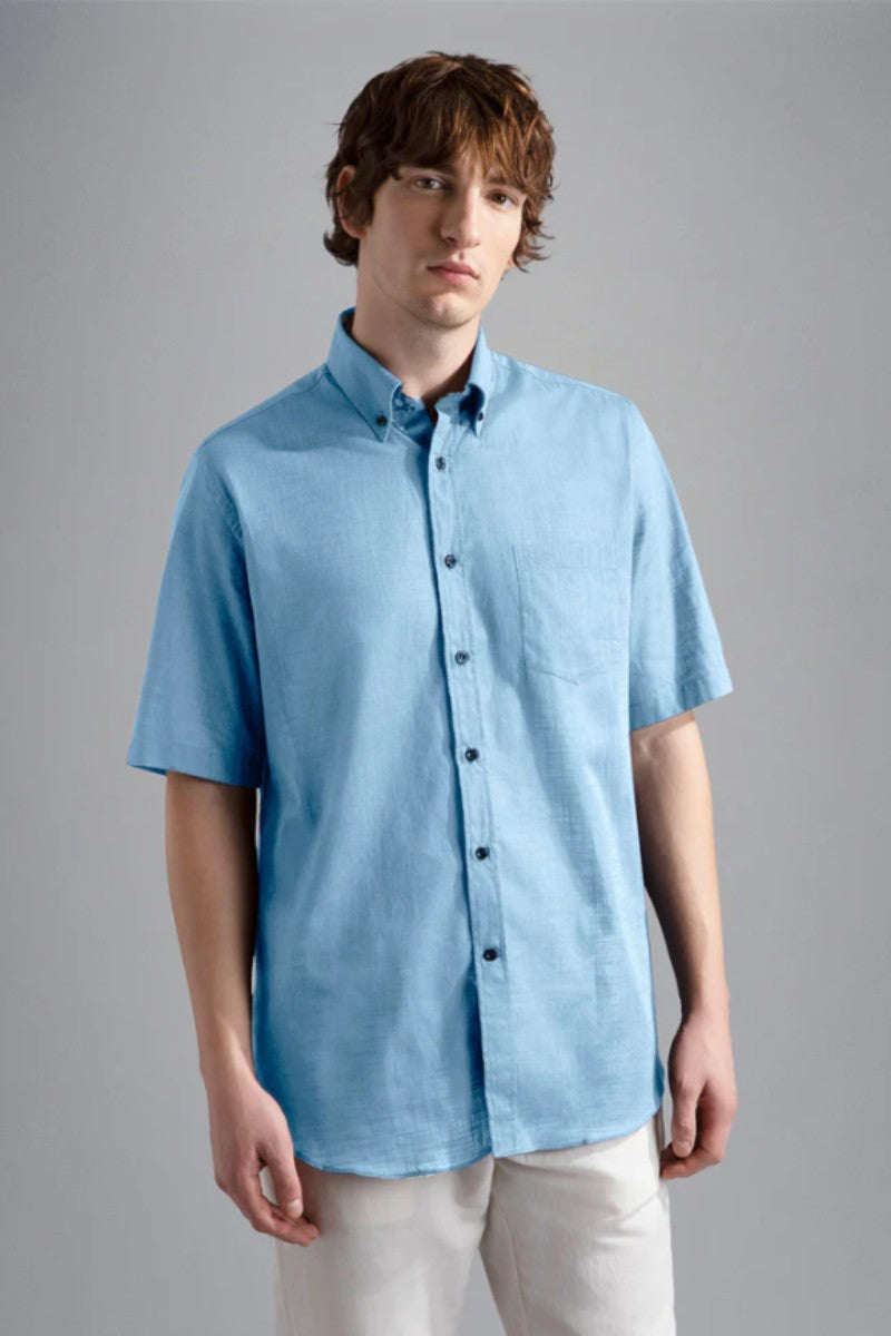 Paul &amp; Shark Cotton Short Sleeve Shirt Blue