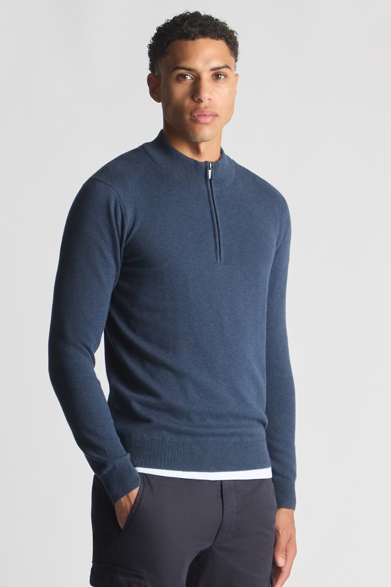 Remus Uomo 58601 Half Zip Knit Indigo