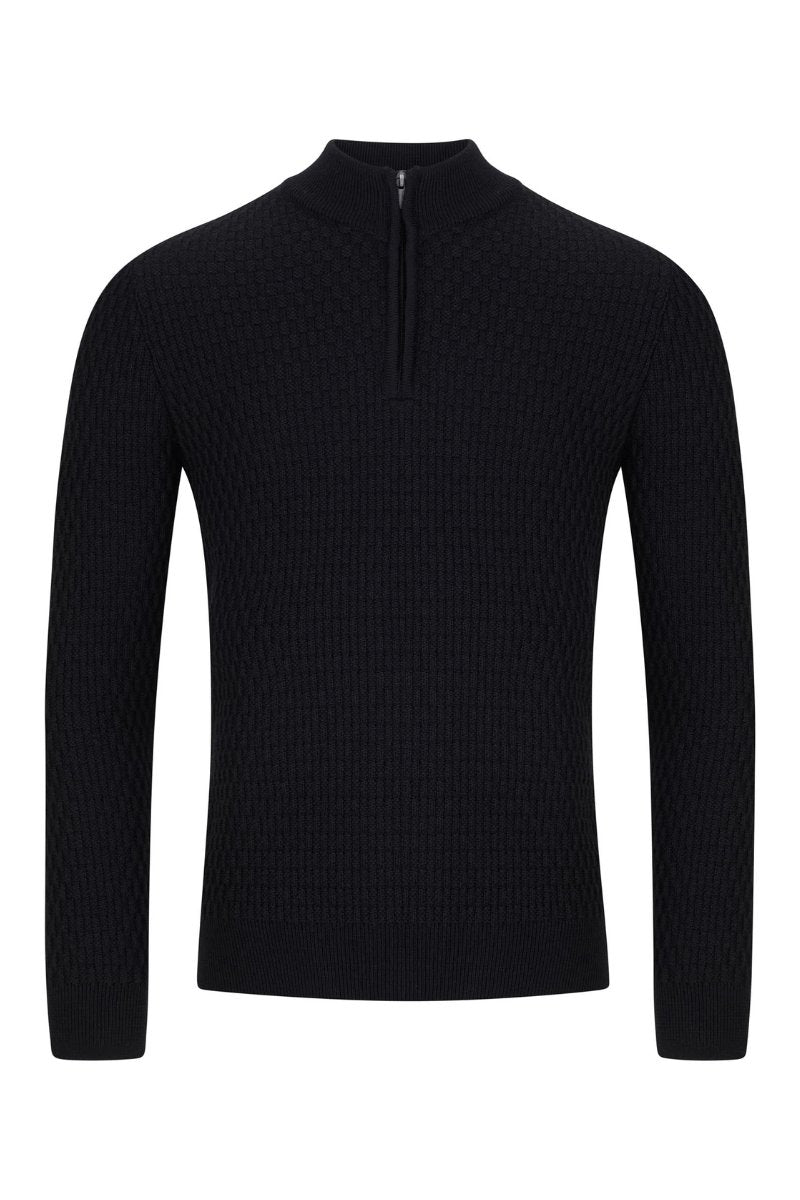 Remus Uomo 58685 Half Zip Knit Black