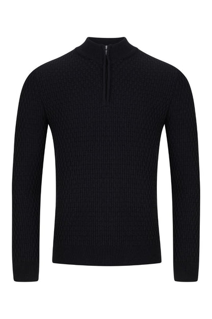 Remus Uomo 58685 Half Zip Knit Black