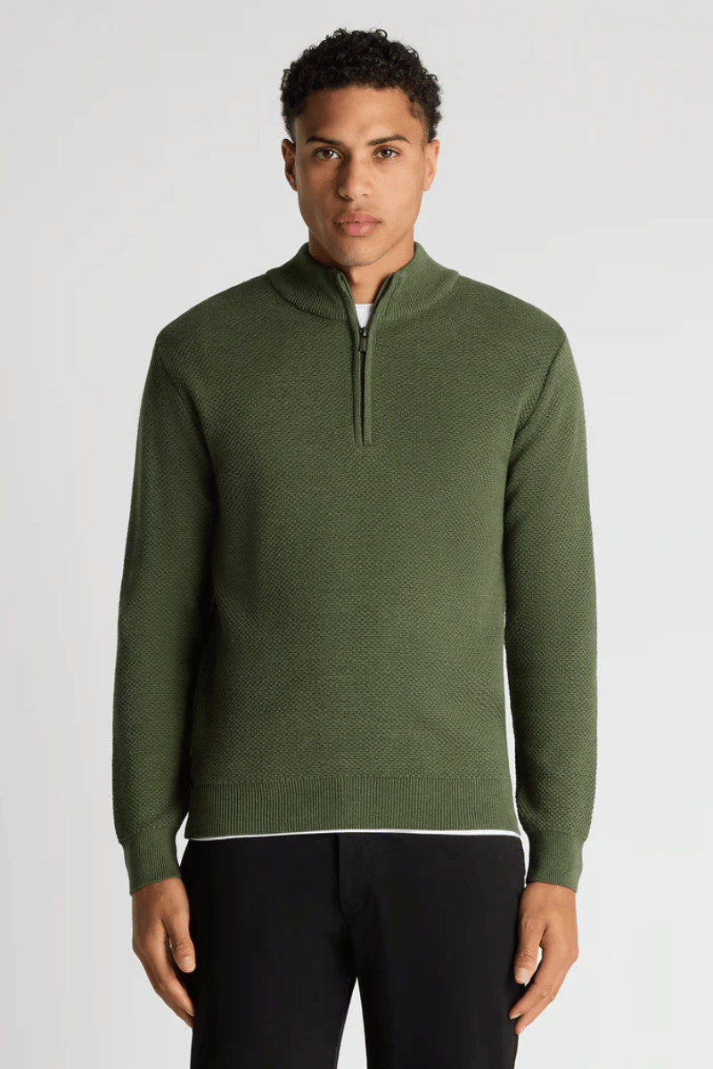 Remus 58666 Green Half Zip Knit Jumper