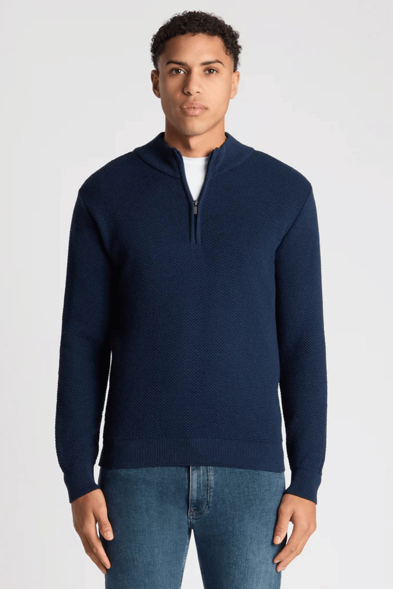 Remus 58666 Navy Half Zip Knit Jumper