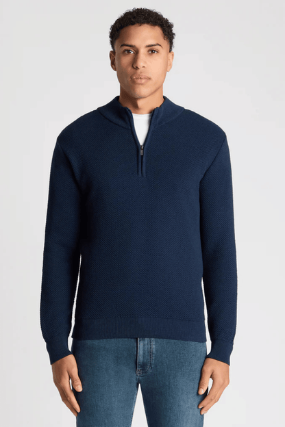 Remus 58666 Navy Half Zip Knit Jumper