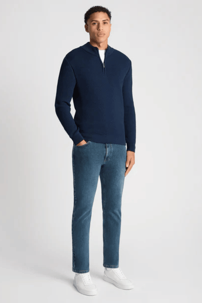 Remus 58666 Navy Half Zip Knit Jumper