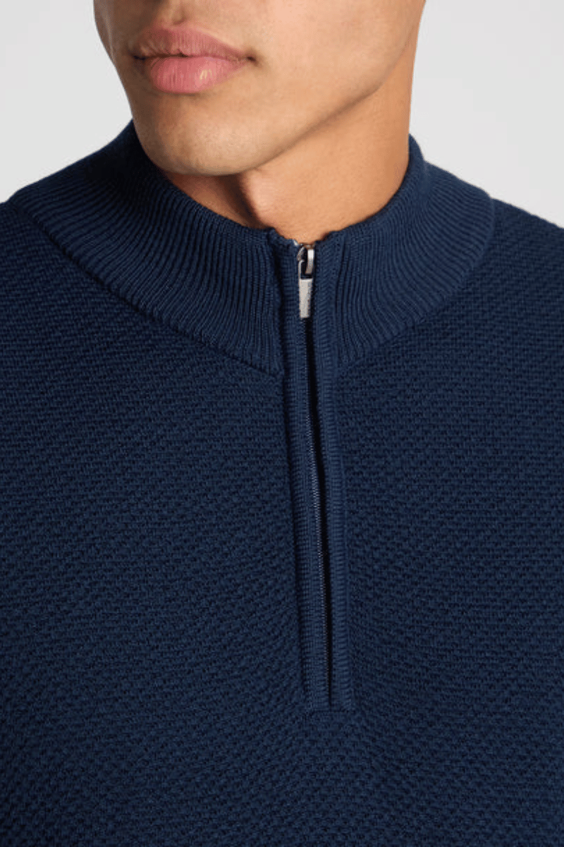 Remus 58666 Navy Half Zip Knit Jumper