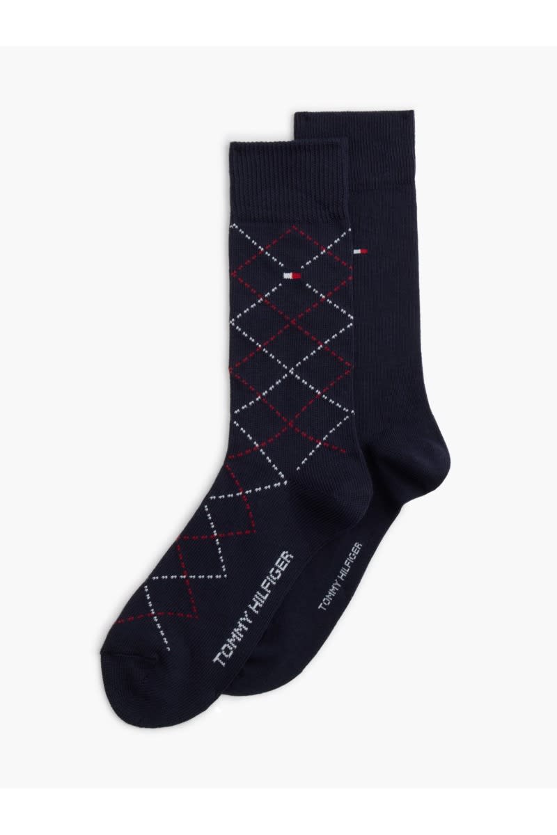 Tommy Hilfiger argyle flag socks two pack in navy