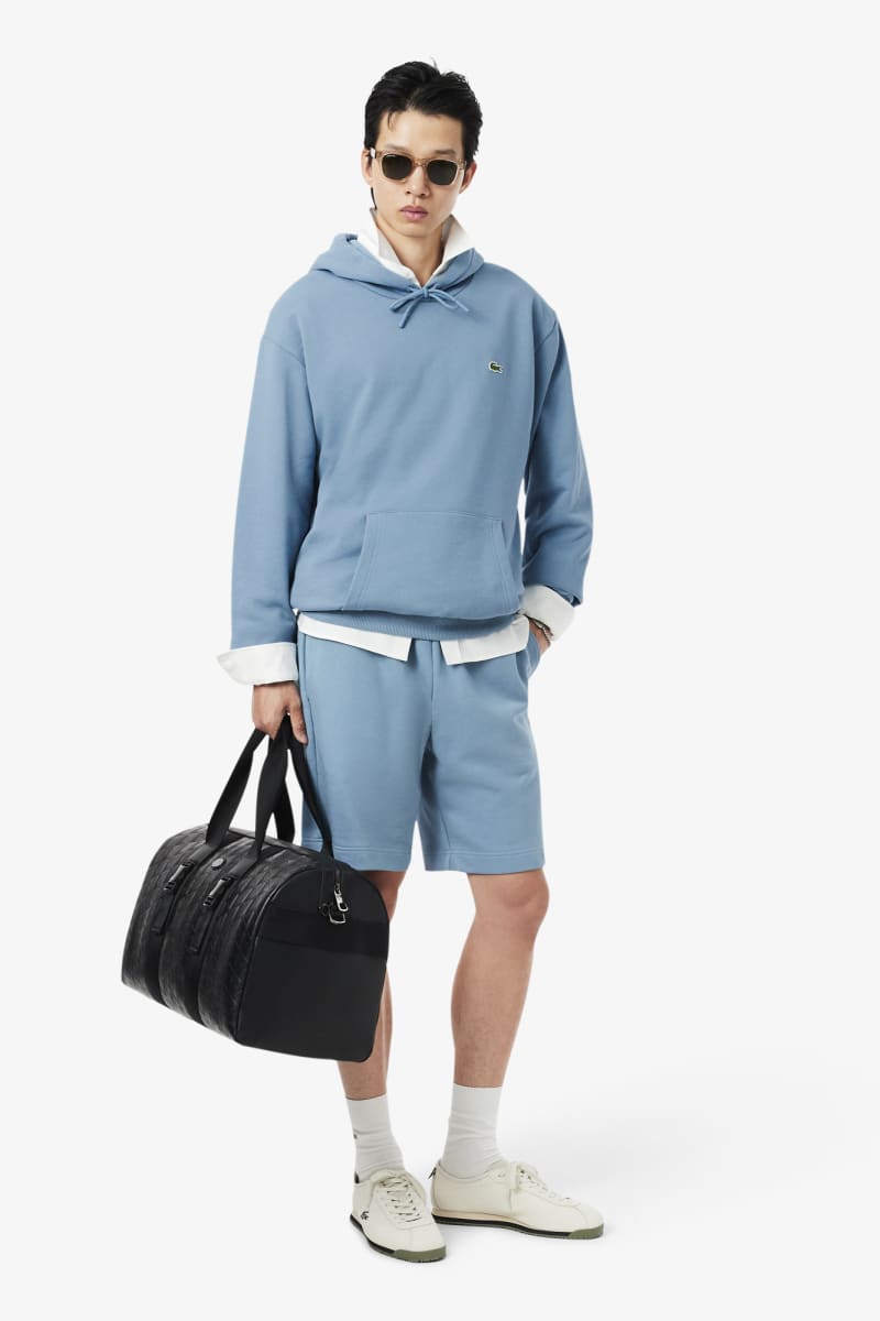 Lacoste SH8863 Classic Fit Cotton Fleece Hoodie Blue