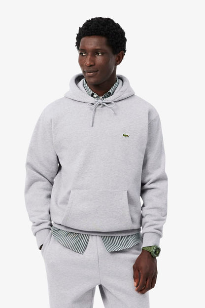Lacoste SH8863 Classic Fit Cotton Fleece Hoodie Silver Chine