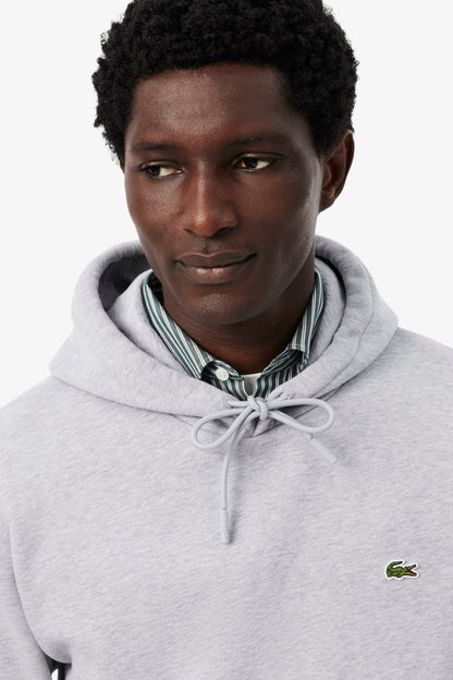 Lacoste SH8863 Classic Fit Cotton Fleece Hoodie Silver Chine