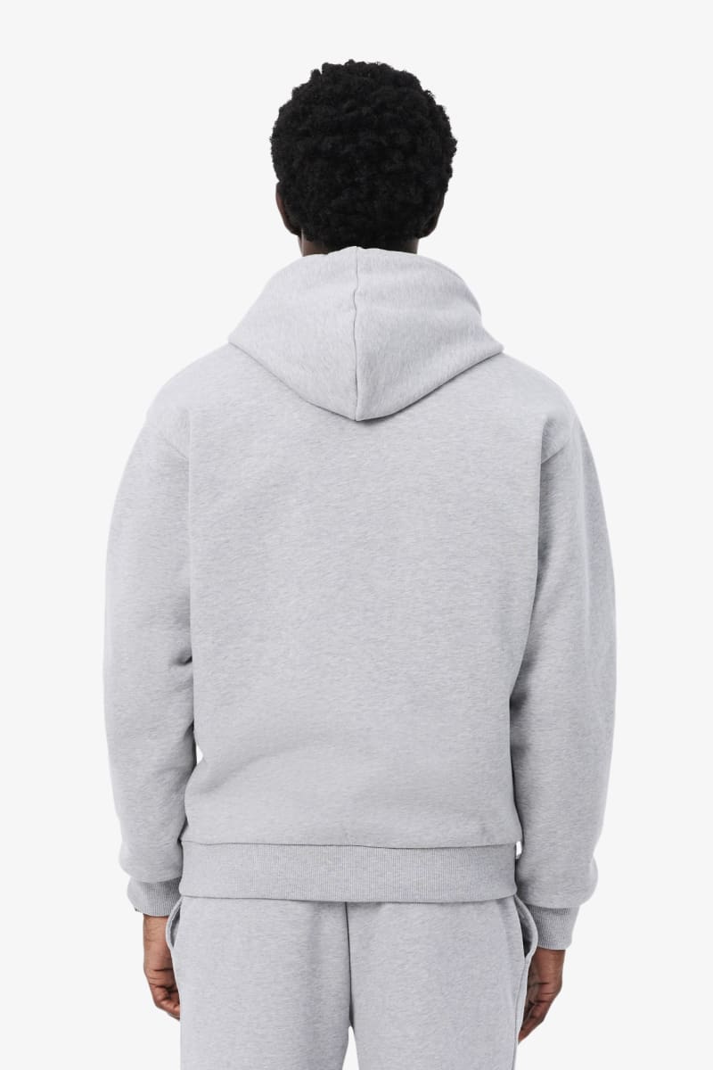 Lacoste SH8863 Classic Fit Cotton Fleece Hoodie Silver Chine