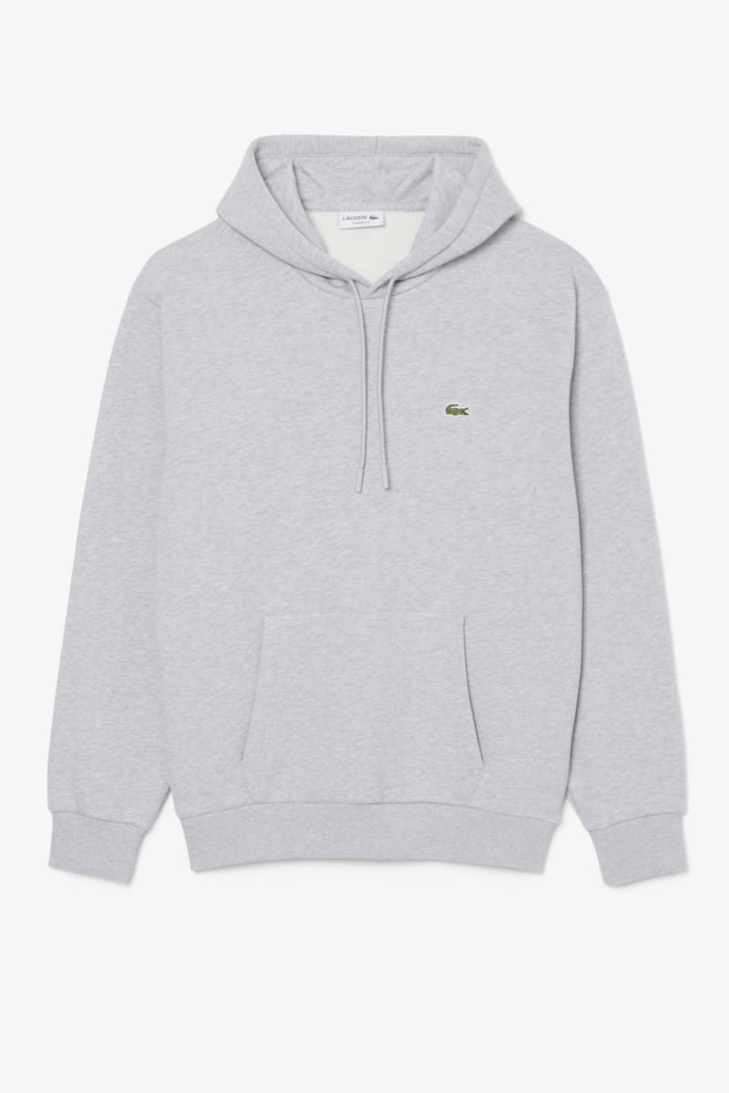 Lacoste SH8863 Classic Fit Cotton Fleece Hoodie Silver Chine