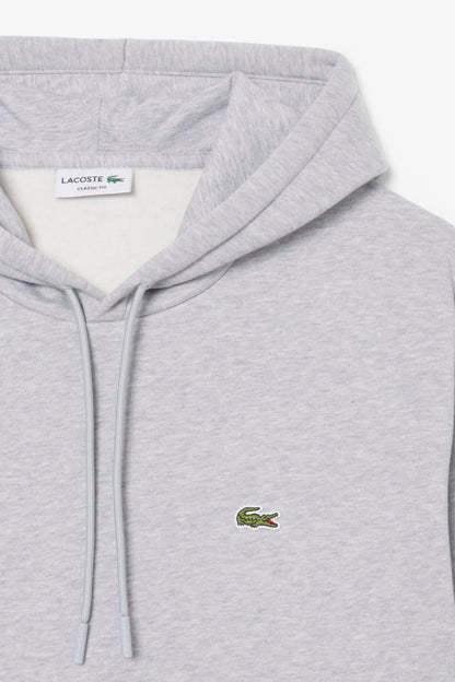 Lacoste SH8863 Classic Fit Cotton Fleece Hoodie Silver Chine