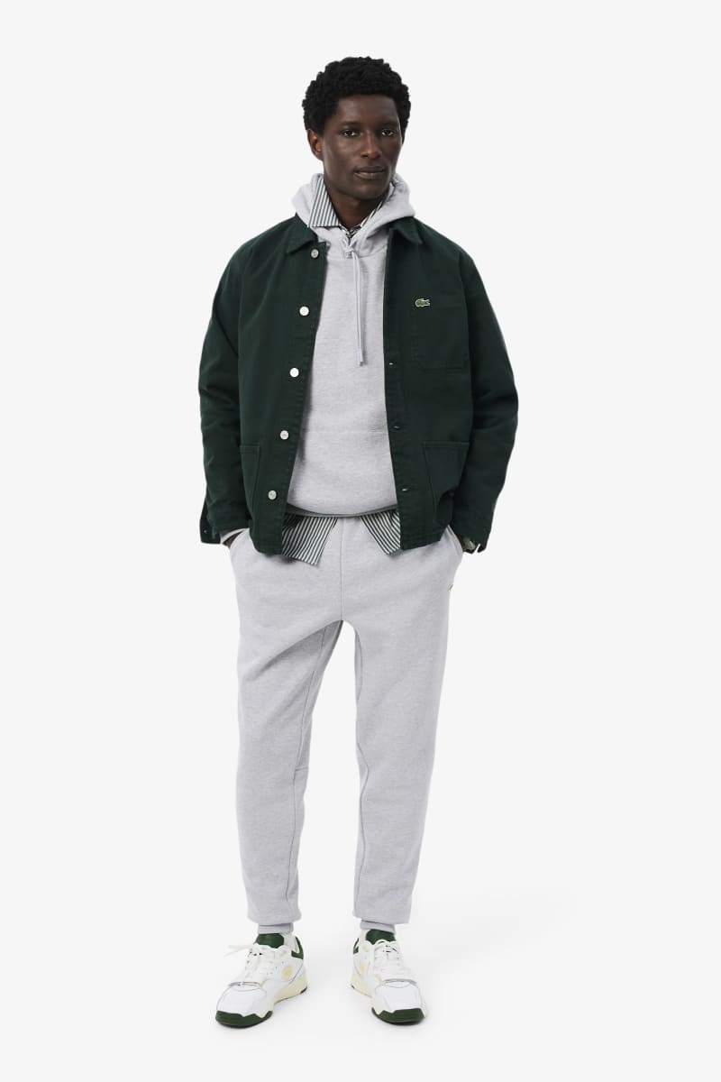 Lacoste SH8863 Classic Fit Cotton Fleece Hoodie Silver Chine