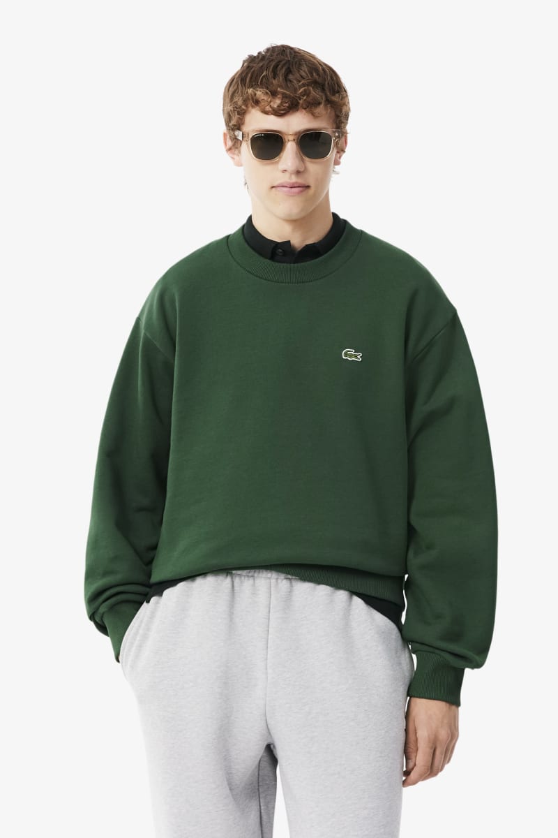 Lacoste SH8868 Classic Fit Cotton Fleece Crew Neck Sweatshirt Green