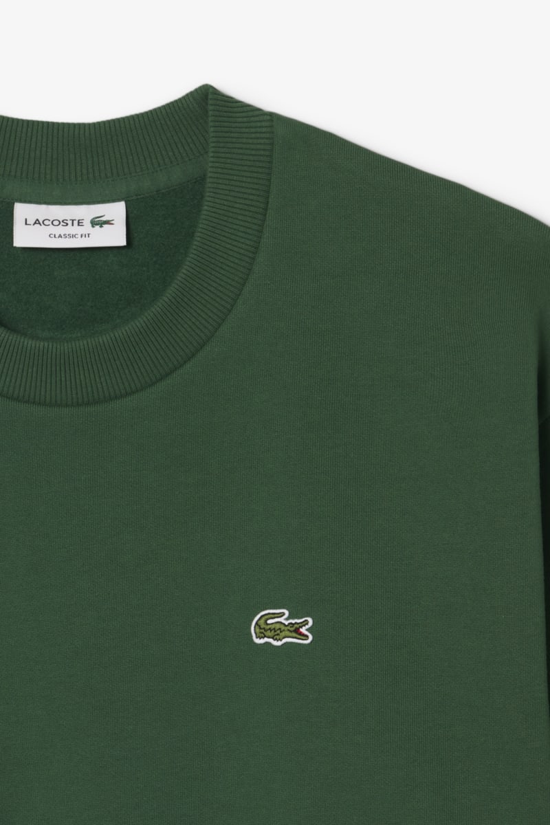 Lacoste SH8868 Classic Fit Cotton Fleece Crew Neck Sweatshirt Green