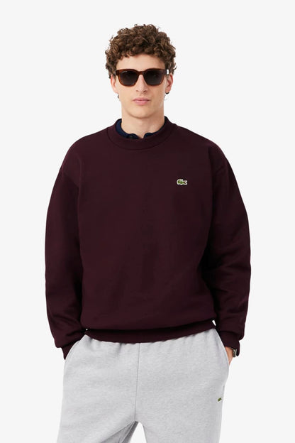 Lacoste SH8868 Classic Fit Cotton Fleece Crew Neck Sweatshirt Wine