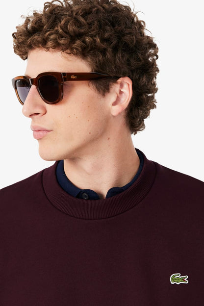 Lacoste SH8868 Classic Fit Cotton Fleece Crew Neck Sweatshirt Wine