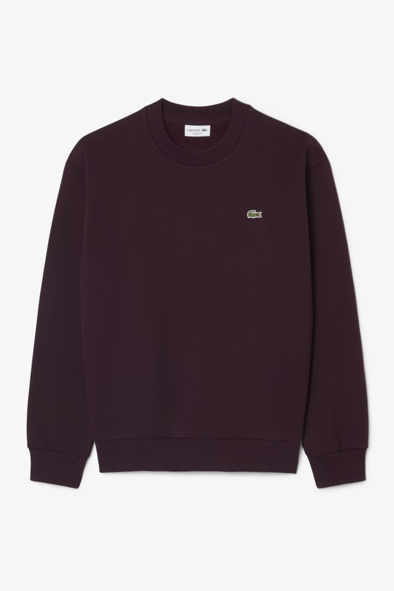 Lacoste SH8868 Classic Fit Cotton Fleece Crew Neck Sweatshirt Wine