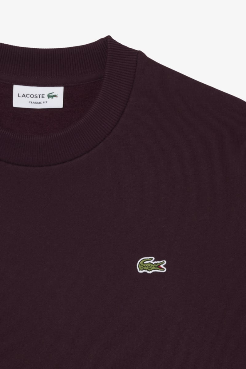 Lacoste SH8868 Classic Fit Cotton Fleece Crew Neck Sweatshirt Wine