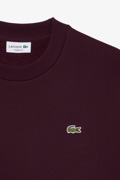 Lacoste SH8868 Classic Fit Cotton Fleece Crew Neck Sweatshirt Wine