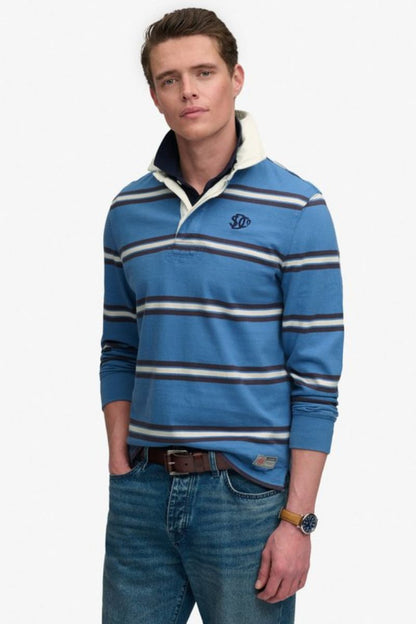 Superdry Vintage Athletic Stripe Rugby Top Blue