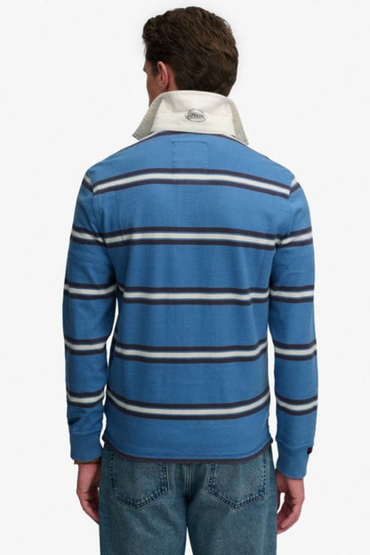 Superdry Vintage Athletic Stripe Rugby Top Blue