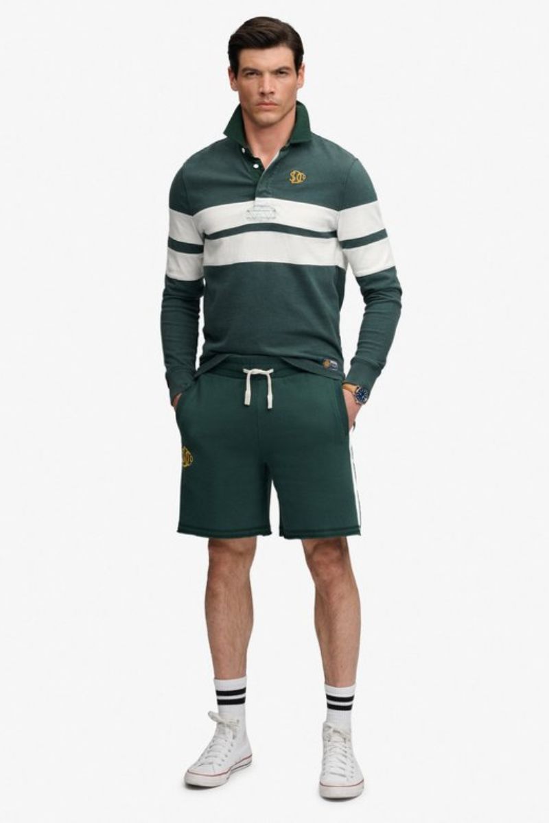 Superdry Vintage Athletic Stripe Rugby Top Green