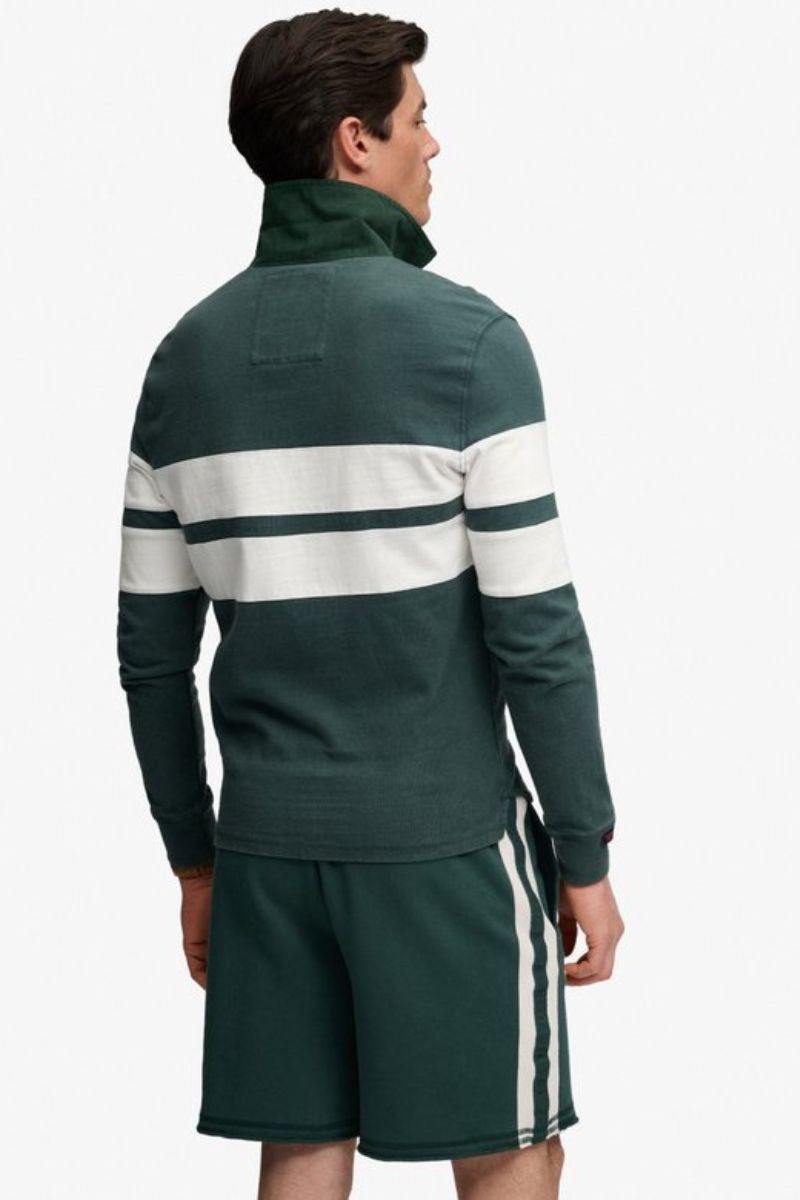 Superdry Vintage Athletic Stripe Rugby Top Green